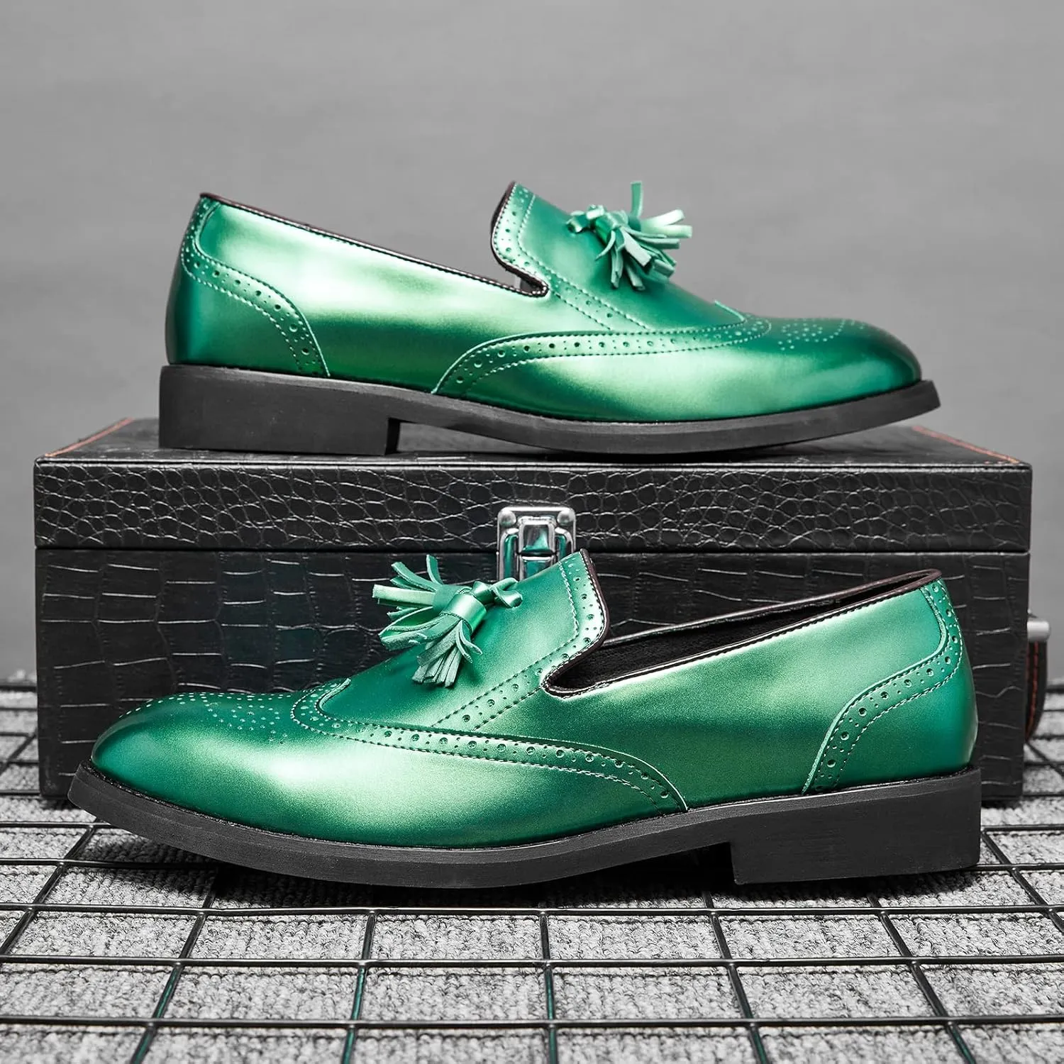 ENLEN&BENNA Men's Tassel Loafer Shoes Uniform Dress Shoe Slip-on Wedding Shoes for Men