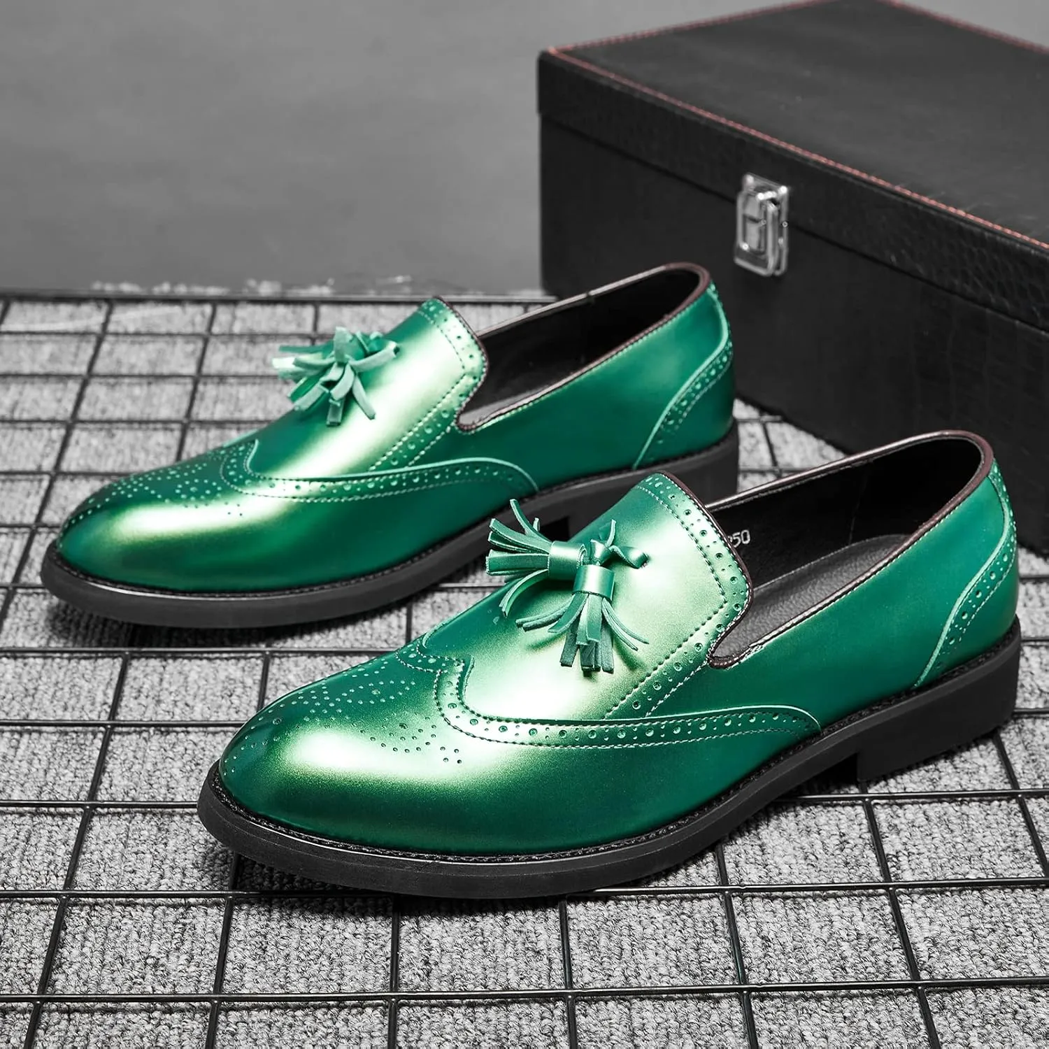 ENLEN&BENNA Men's Tassel Loafer Shoes Uniform Dress Shoe Slip-on Wedding Shoes for Men