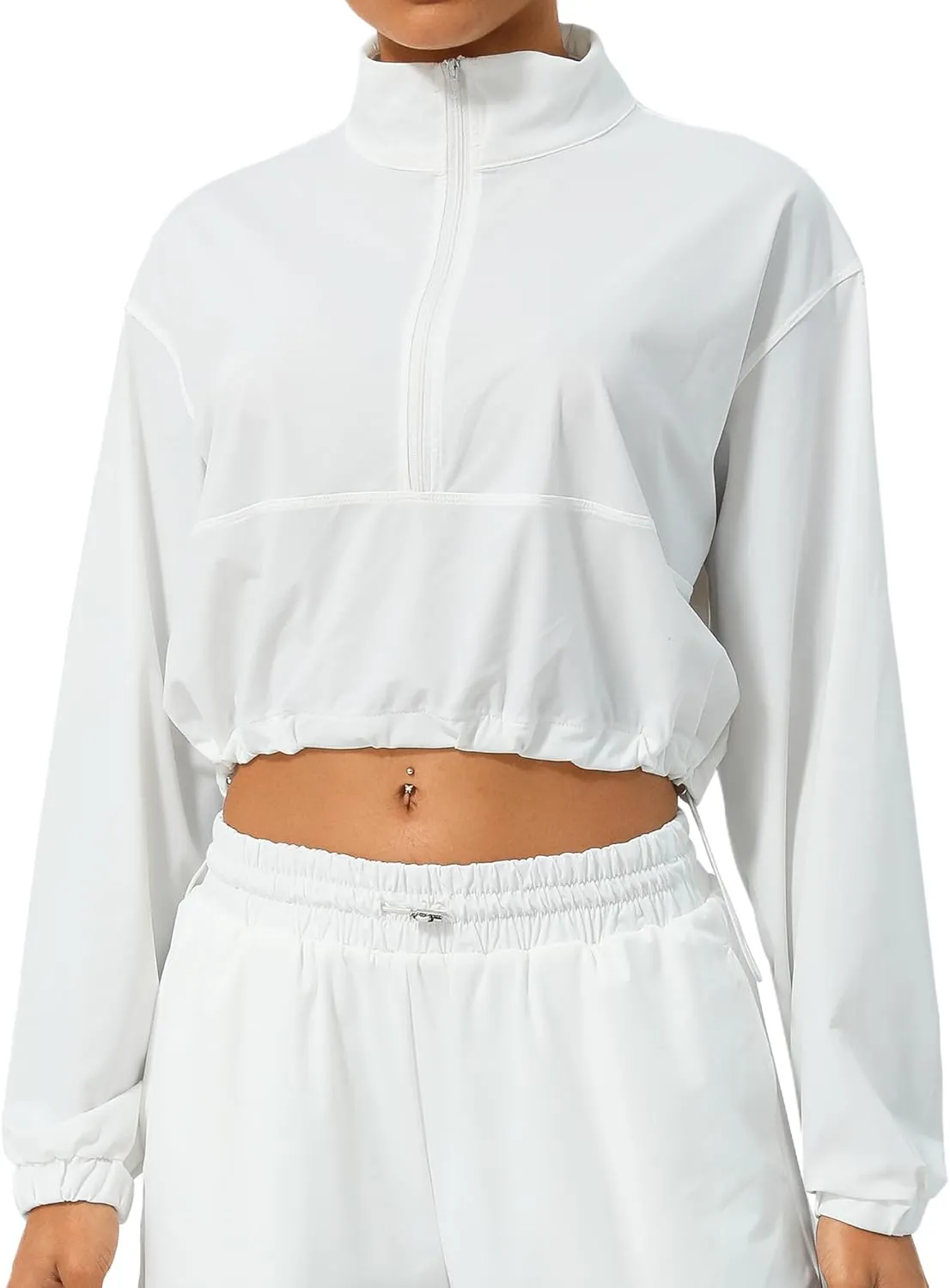 FEOYA Womens Half Zip Pullover Sweatshirt Quick Dry Cropped Jackets Long Sleeve Running Yoga Workout Shirts
