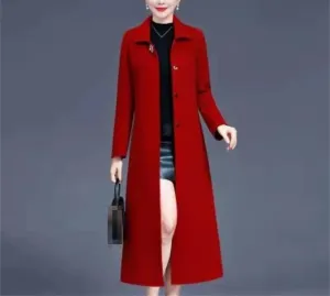 Fjnbbiot Double Face Cashmere Coat Female Autumn Winter Wool Blended Coats Over The Knee Windbreaker Outerwear