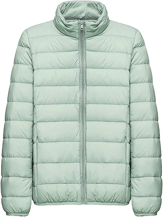 Fjnbbiot Women's Hiking Down Jacket Ultra Light Portable Duck Down Thermal Winter Coats Outdoor Camping Waterproof Puffer Jacket Dark EN8 XL