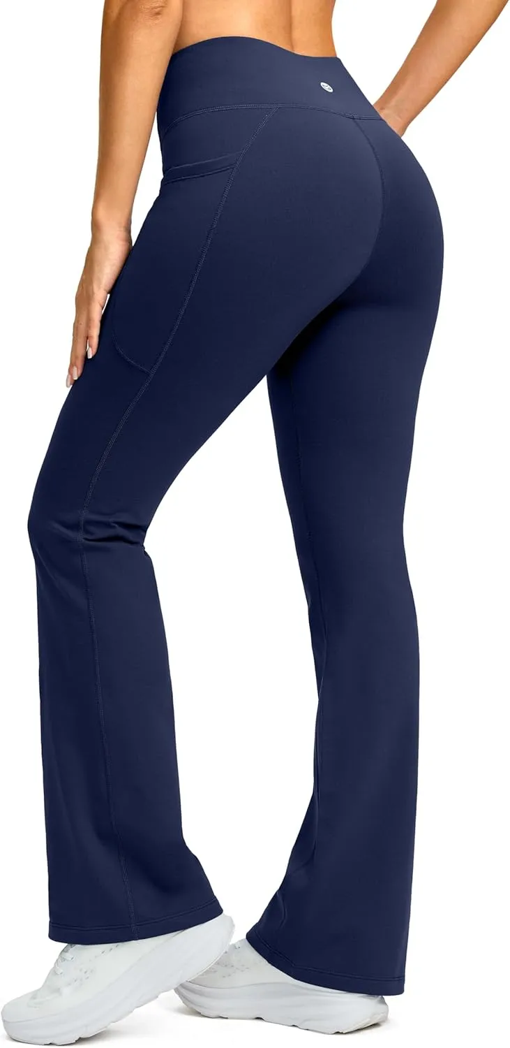 G Gradual Women's Fleece Lined Pants High Waist Winter Thermal Warm Flare Leggings Hiking Yoga Pants Women with Pockets