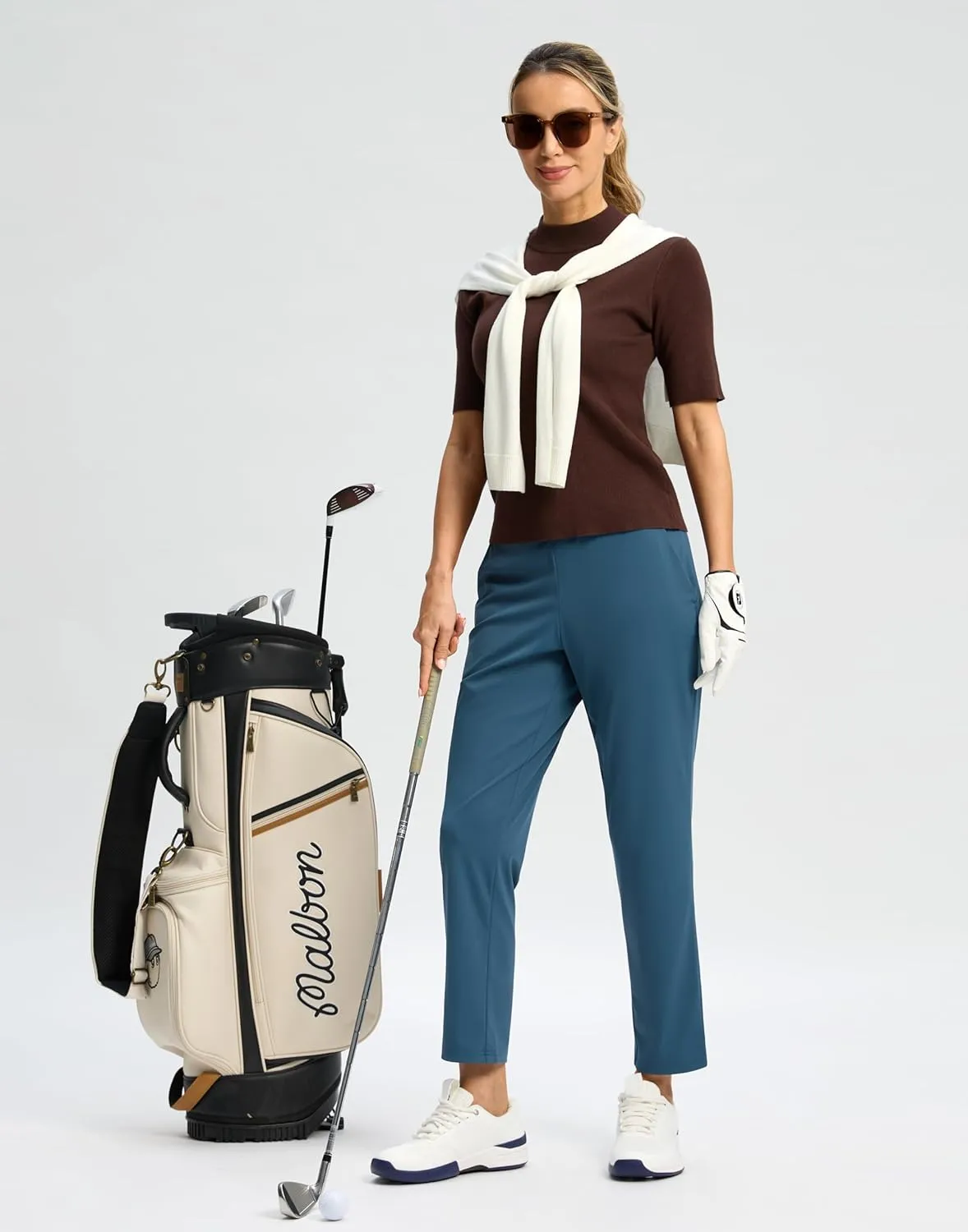 G Gradual Women's Pants High Waisted Ankle Pants 2 Pockets 7/8 Sweatpants for Golf Athletic Travel Casual Lounge
