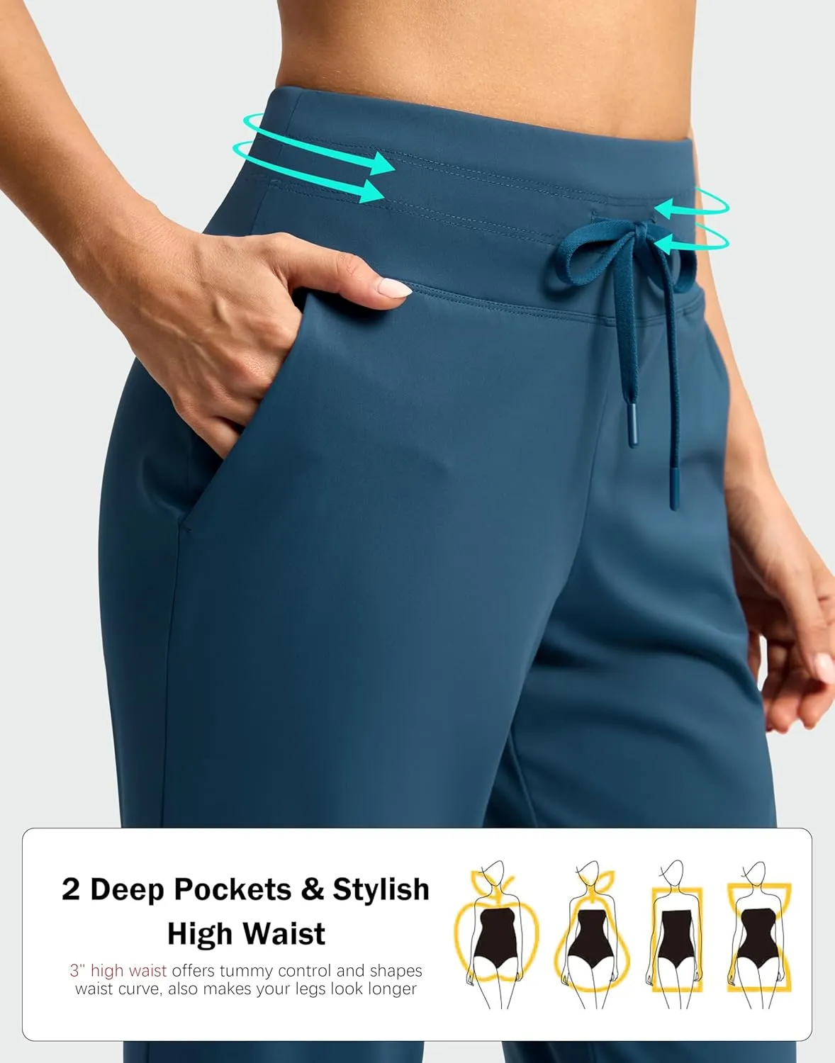 G Gradual Women's Pants High Waisted Ankle Pants 2 Pockets 7/8 Sweatpants for Golf Athletic Travel Casual Lounge