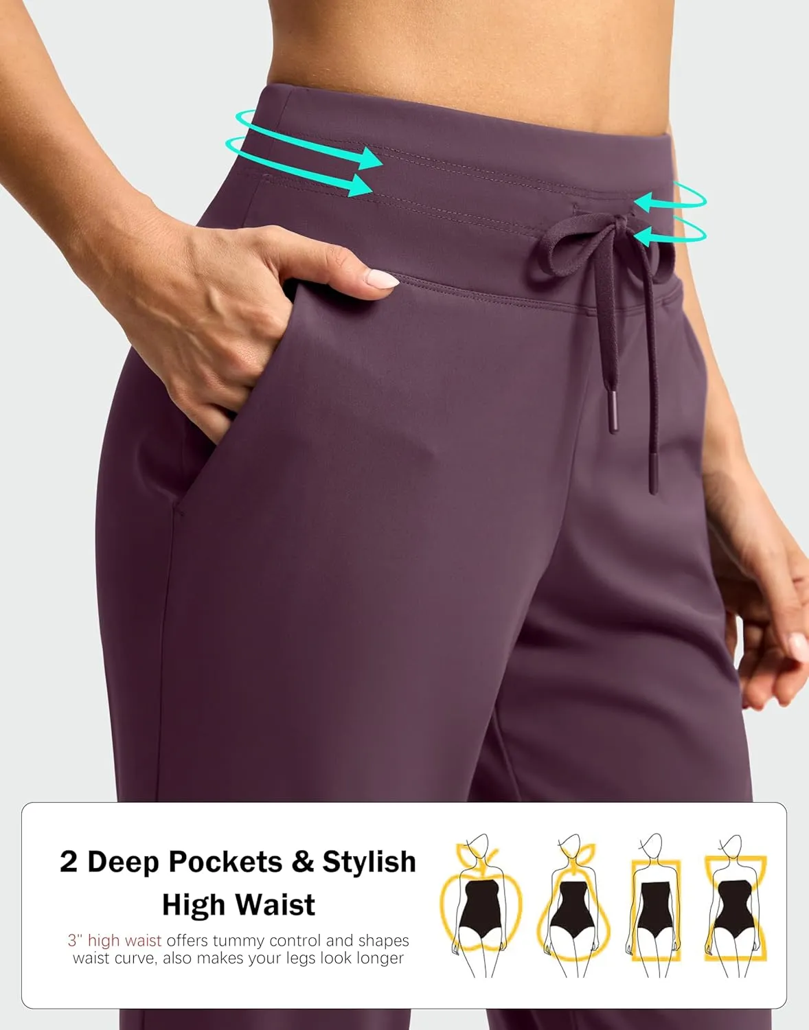 G Gradual Women's Pants High Waisted Ankle Pants 2 Pockets 7/8 Sweatpants for Golf Athletic Travel Casual Lounge