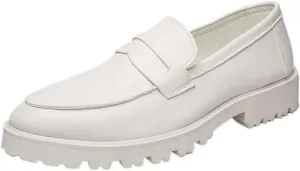 Genuine Leather Men's Penny Loafers Slip-On Dress Shoes with Arch Support, Anti-Slip TPR Sole for Business Meetings & Office Wear