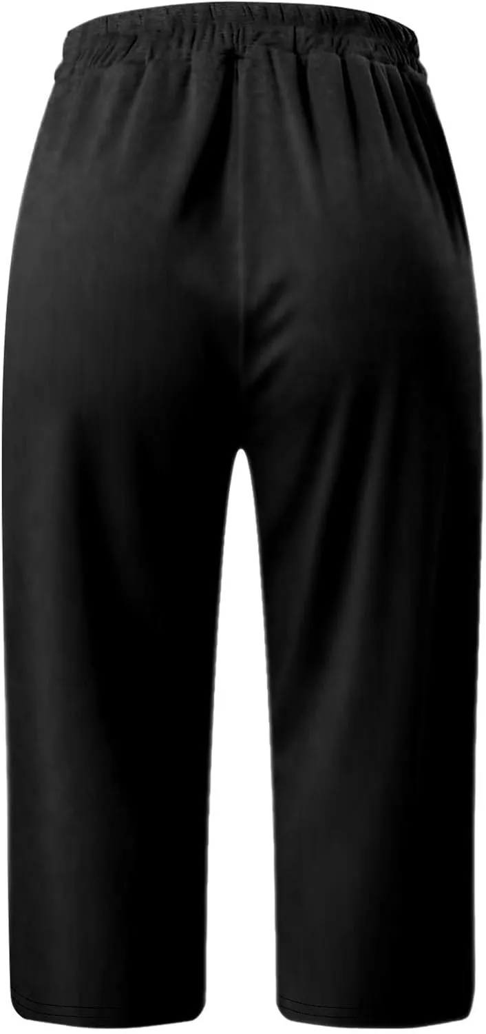 Girl's Capri Yoga Pants High Waist Kids Athletic Stretch Knee Length Leggings Summer Workout Sweatpants with Pockets