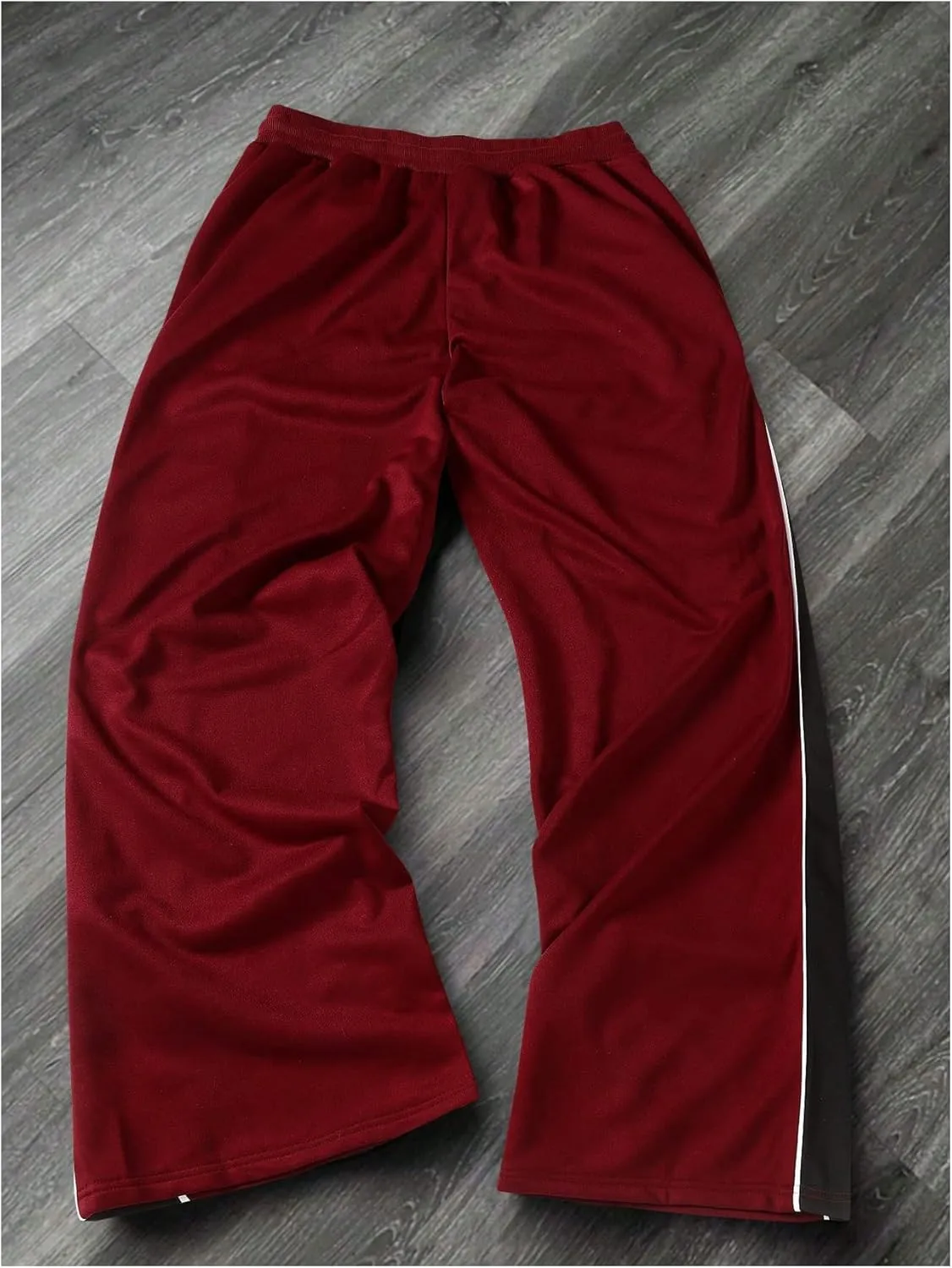 GORGLITTER Men's Wide Leg Baggy Pant Striped Y2k Side Drawstring Waist Track Pants Trousers