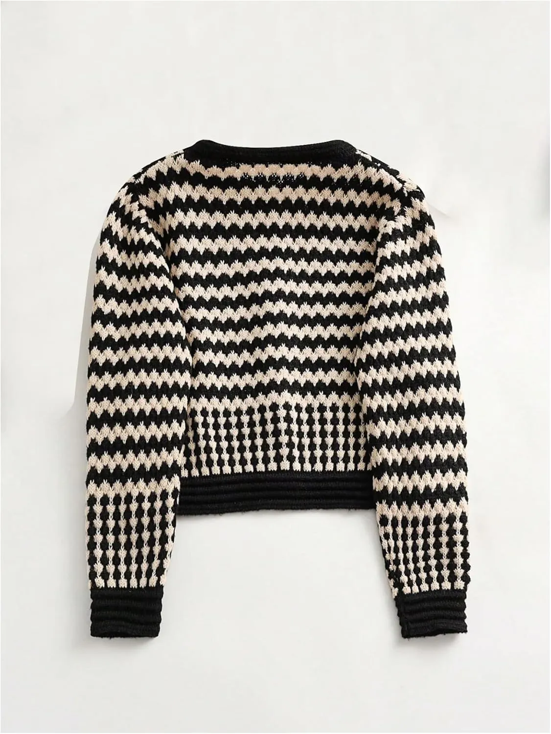 GORGLITTER Women's Striped Cardigan Sweaters Long Sleeve Button Down Knit Sweater