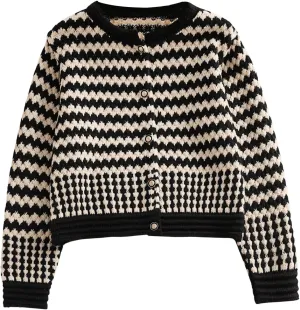 GORGLITTER Women's Striped Cardigan Sweaters Long Sleeve Button Down Knit Sweater