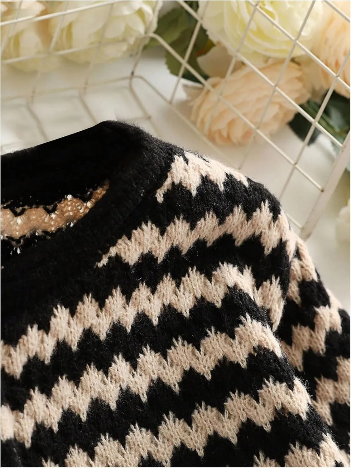 GORGLITTER Women's Striped Cardigan Sweaters Long Sleeve Button Down Knit Sweater