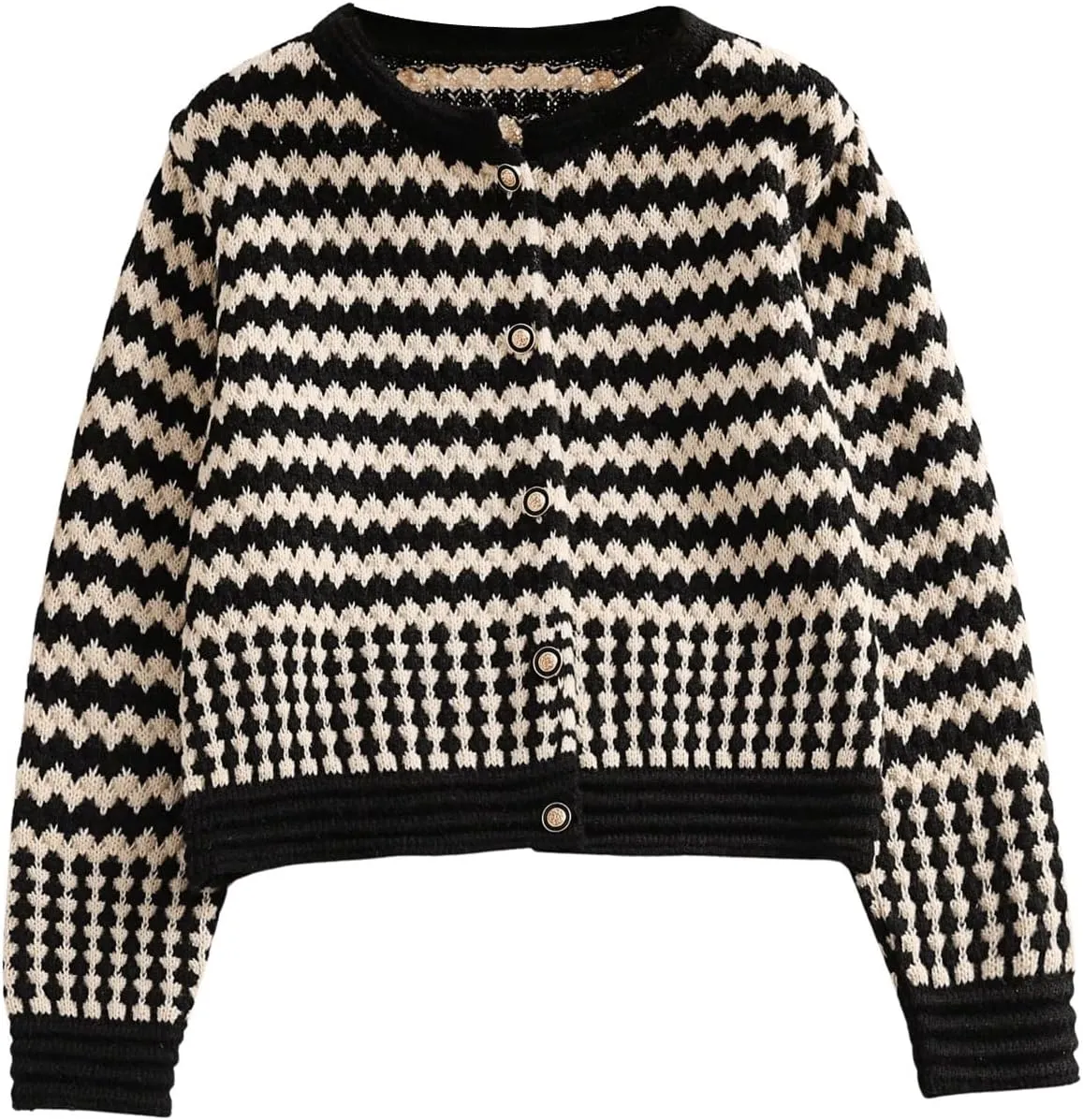 GORGLITTER Women's Striped Cardigan Sweaters Long Sleeve Button Down Knit Sweater