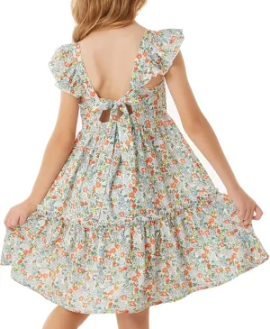 GRACE KARIN Girls Floral Dress Tie Back Flutter Sleeves Casual Summer Dress for 5-12Y