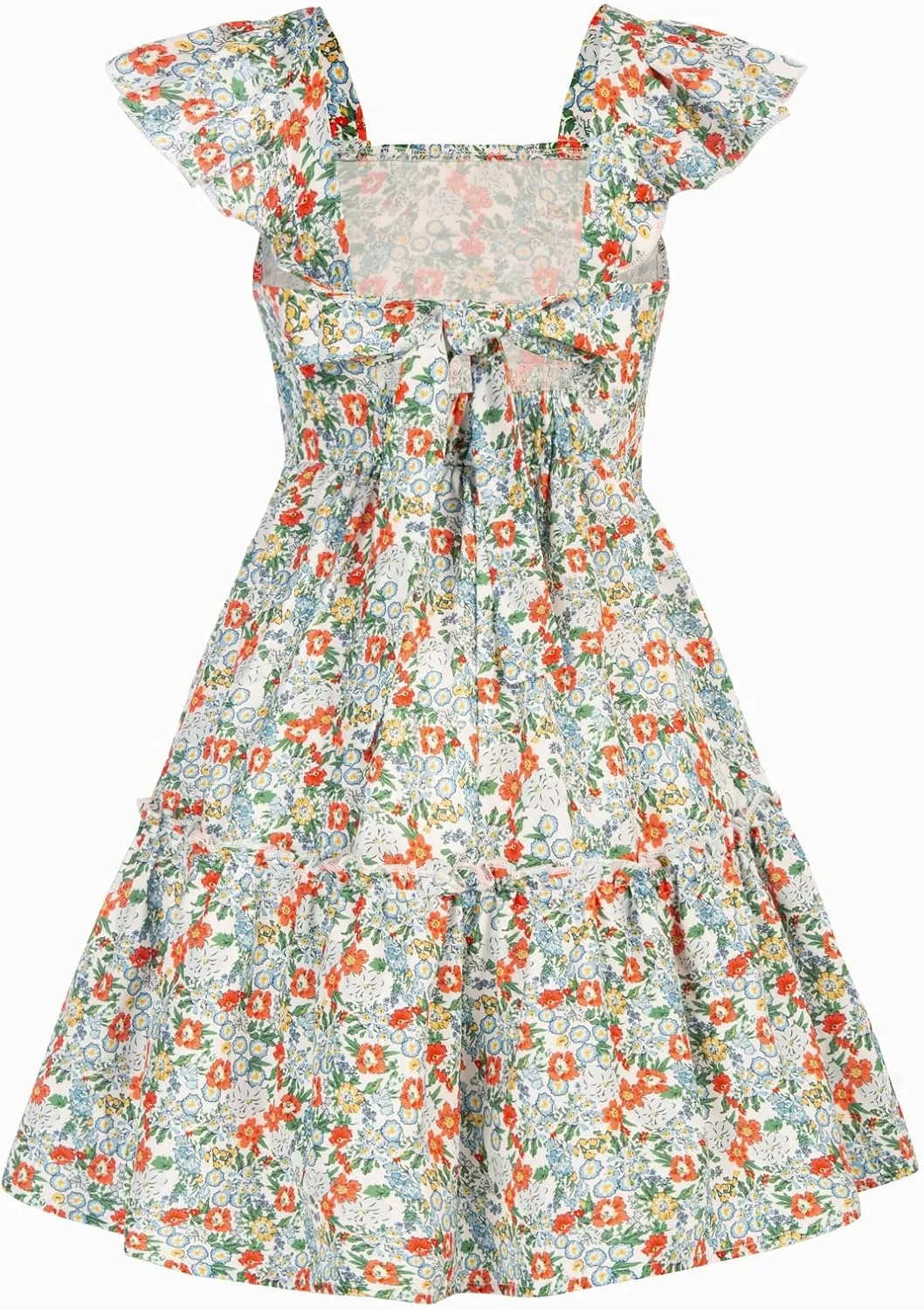 GRACE KARIN Girls Floral Dress Tie Back Flutter Sleeves Casual Summer Dress for 5-12Y