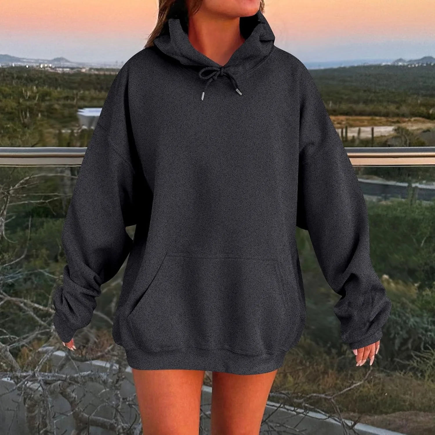 Gumipy Women Oversized Hoodie Sweatshirt Fleece Plus Size Sweatshirts Hoodies Y2K Pullover with Pocekt Spring Coat