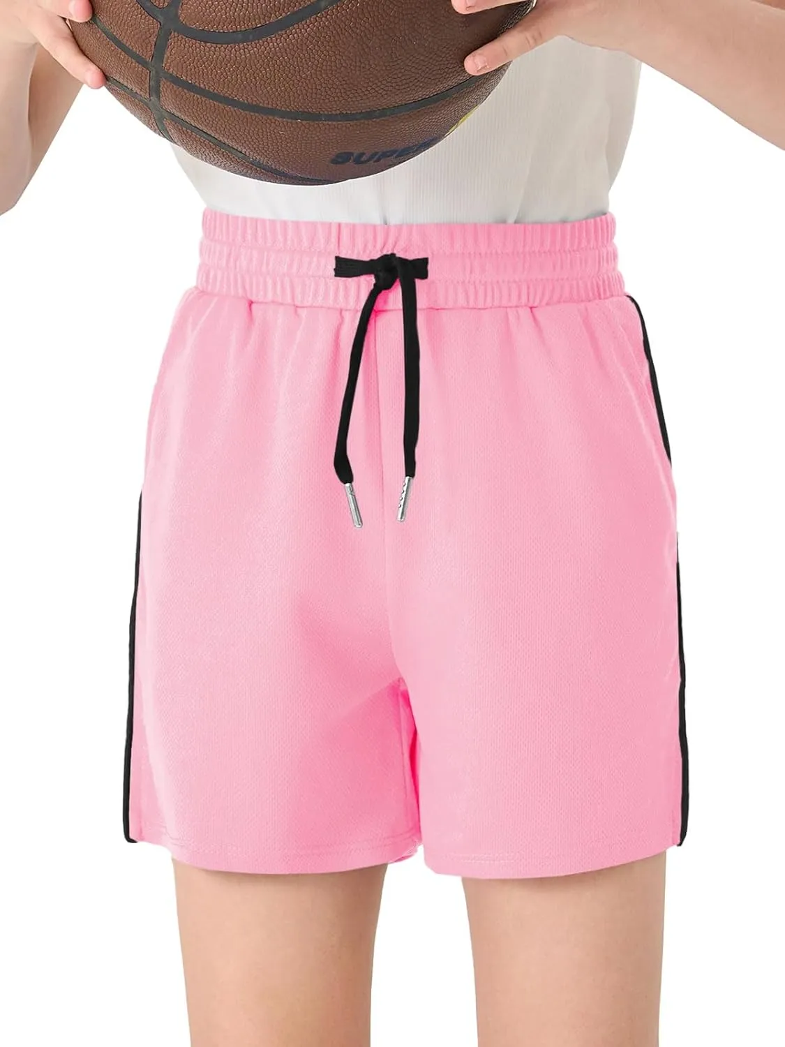 Haloumoning Boys Mesh Athletic Shorts Kids Quick Dry Side Slit Basketball Gym Shorts with Pockets 5-14 Years
