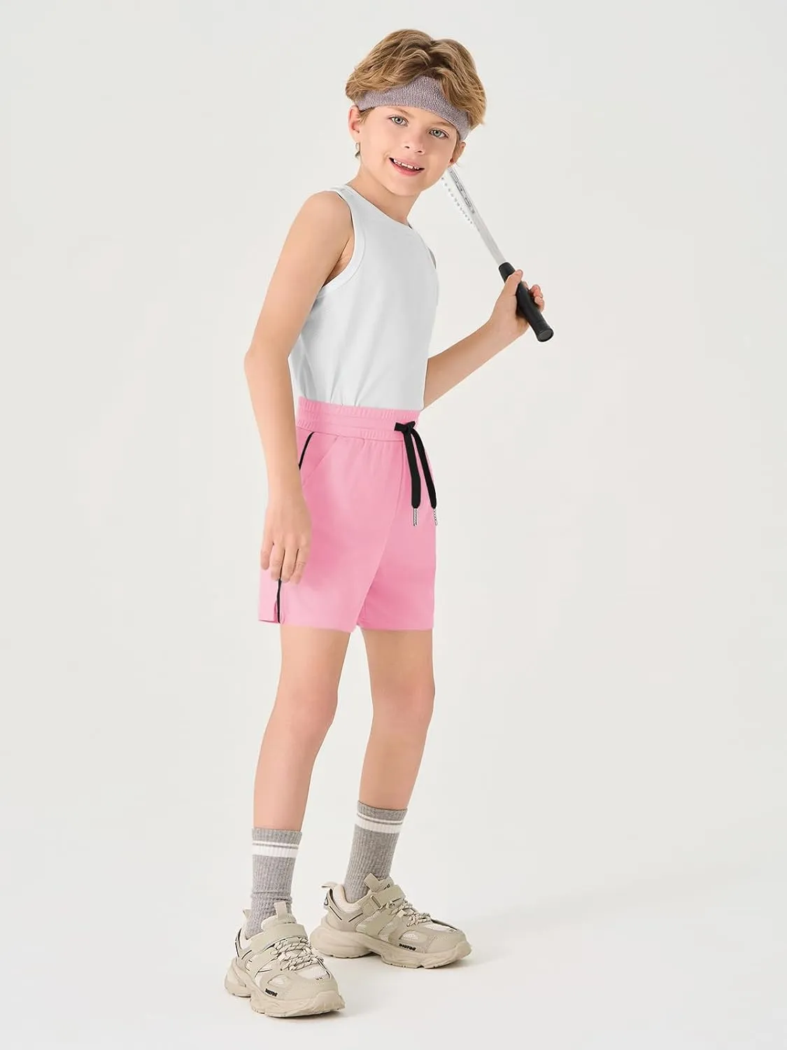 Haloumoning Boys Mesh Athletic Shorts Kids Quick Dry Side Slit Basketball Gym Shorts with Pockets 5-14 Years