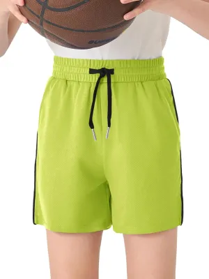 Haloumoning Boys Mesh Athletic Shorts Kids Quick Dry Side Slit Basketball Gym Shorts with Pockets 5-14 Years