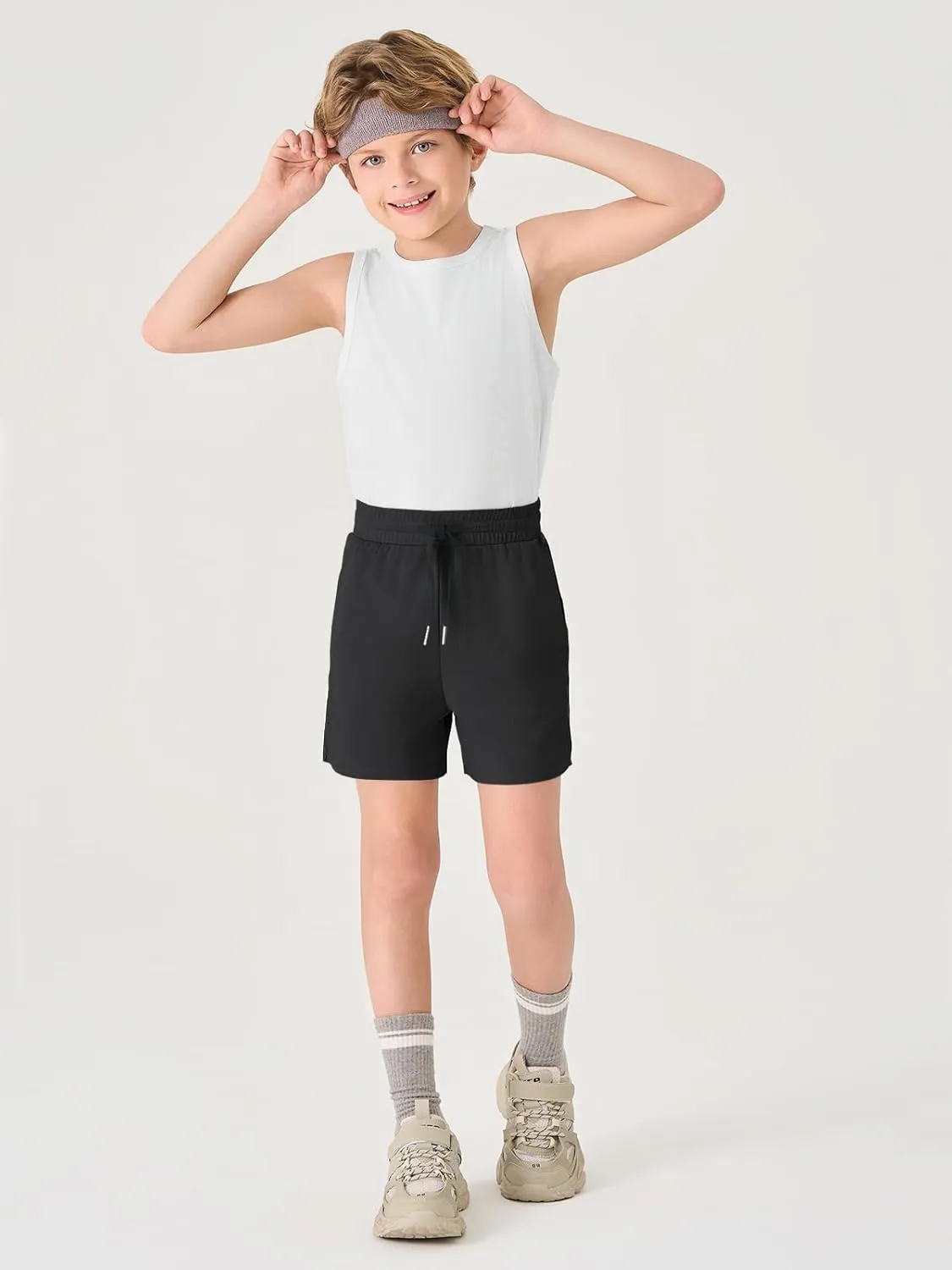 Haloumoning Boys Mesh Athletic Shorts Kids Quick Dry Side Slit Basketball Gym Shorts with Pockets 5-14 Years