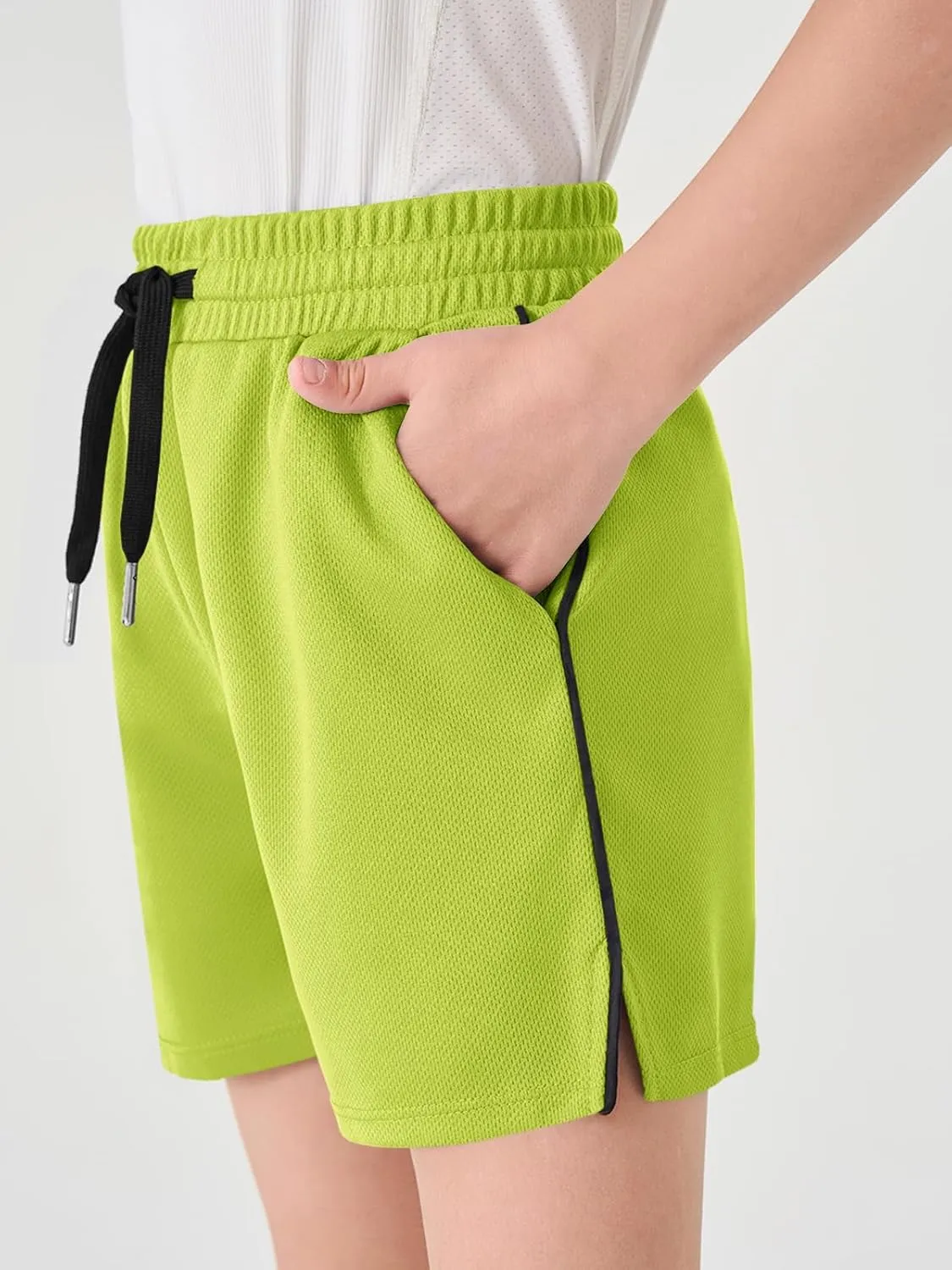 Haloumoning Boys Mesh Athletic Shorts Kids Quick Dry Side Slit Basketball Gym Shorts with Pockets 5-14 Years
