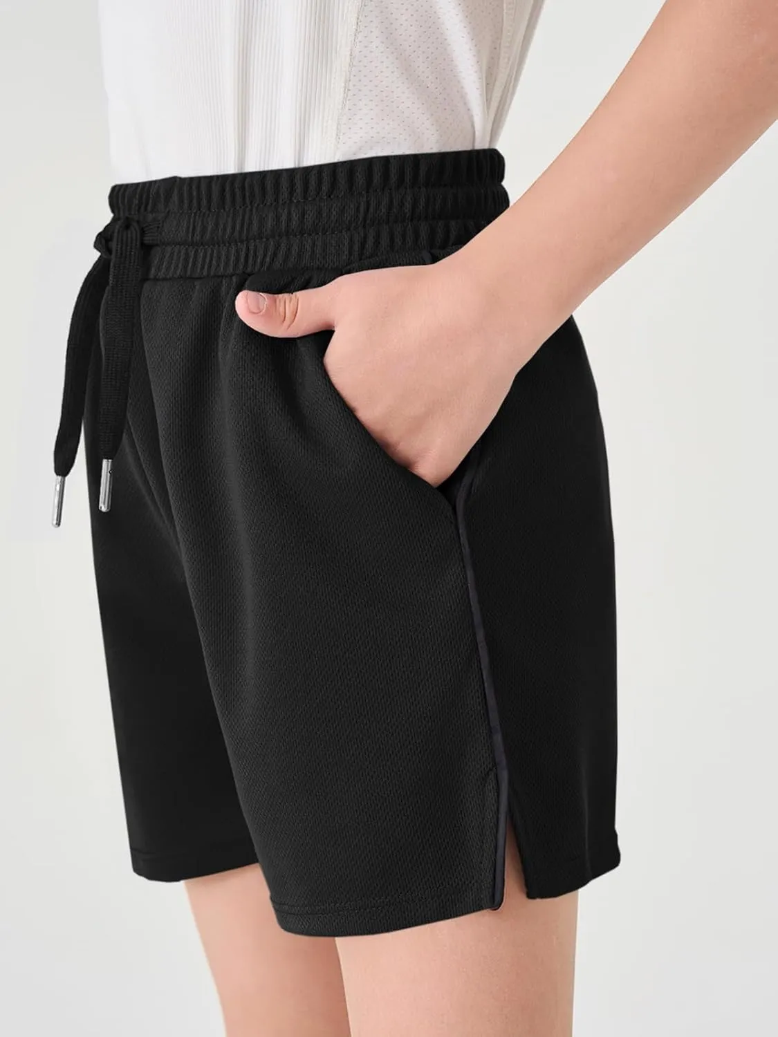 Haloumoning Boys Mesh Athletic Shorts Kids Quick Dry Side Slit Basketball Gym Shorts with Pockets 5-14 Years