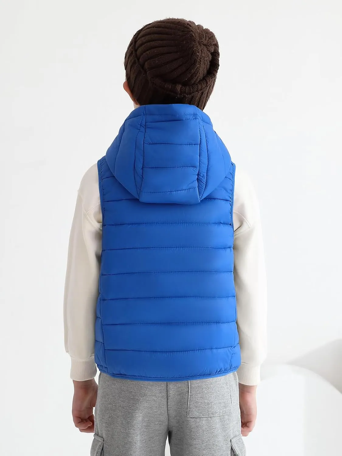 Haloumoning Boys Puffer Vest Kids Sleeveless Lightweight Puffy Down Jacket with Hood 4-14 Years