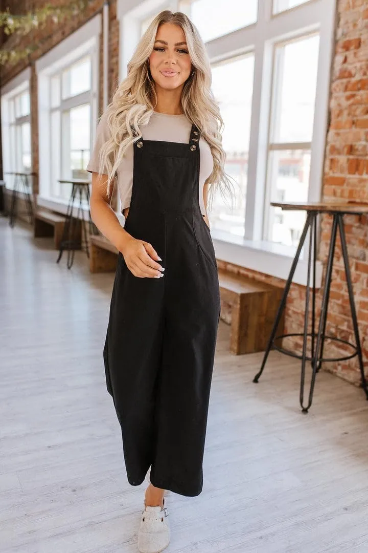 Happy Sailed Women Corduroy Overalls Casual Loose Sleeveless Adjustable Strap Wide Leg Jumpsuits with Pockets