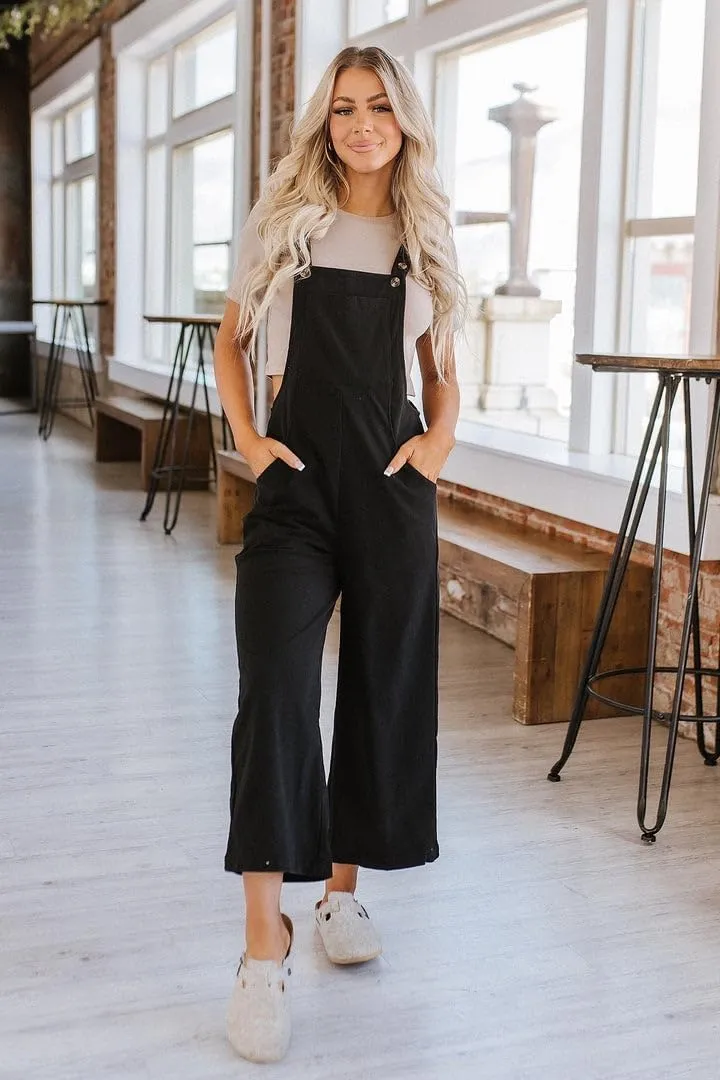 Happy Sailed Women Corduroy Overalls Casual Loose Sleeveless Adjustable Strap Wide Leg Jumpsuits with Pockets