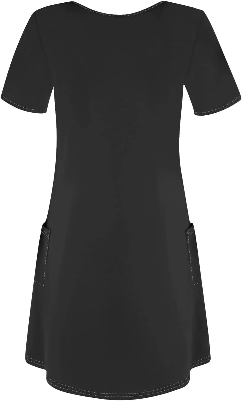 HHmei Summer Dresses for Women Loose V Neck Short Sleeve Casual T Shirt Dress Sundresses Swimsuit Coverup with Pockets
