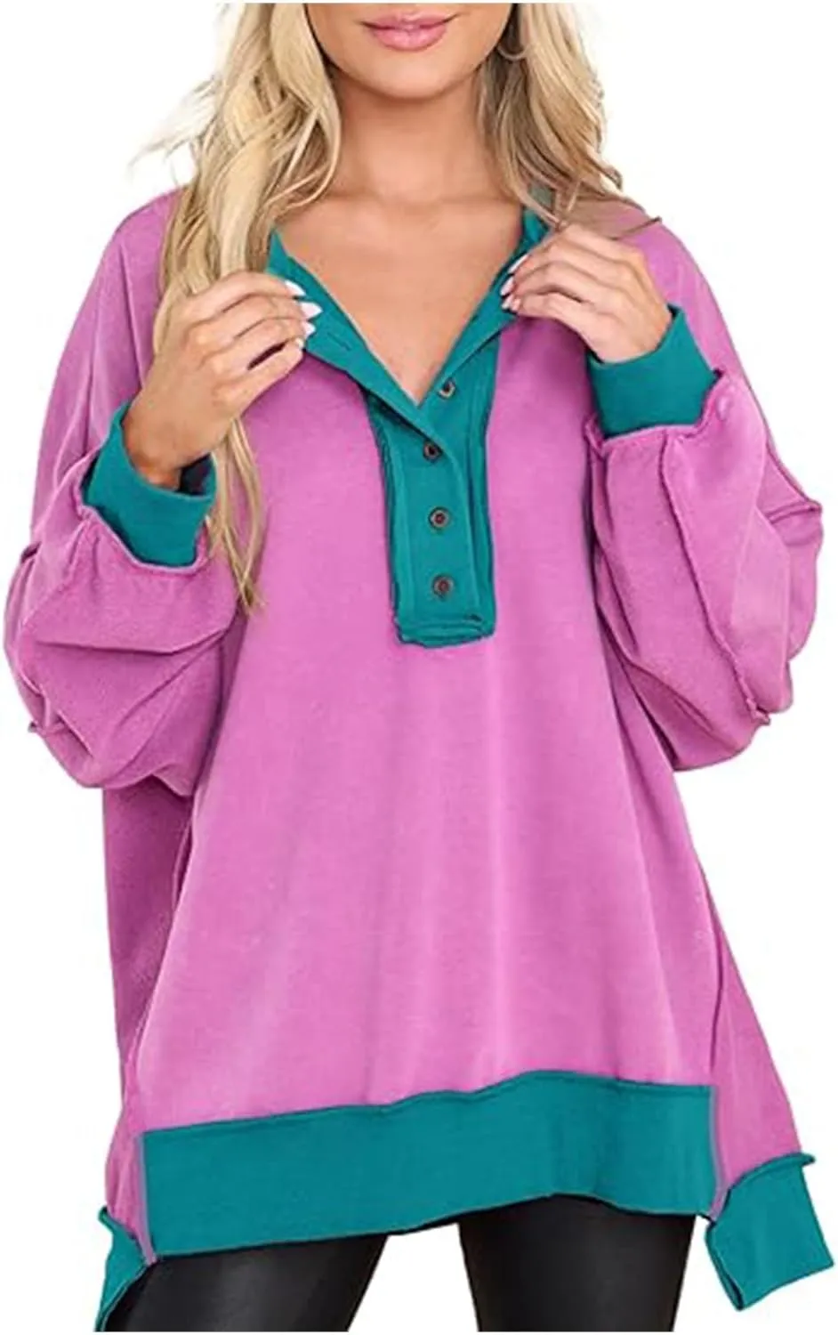 Hoodies for Women 2024 Fashion Fall Winter V Neck Button Down Long Sleeve Sweatshirt Casual Tops Going Out Clothes