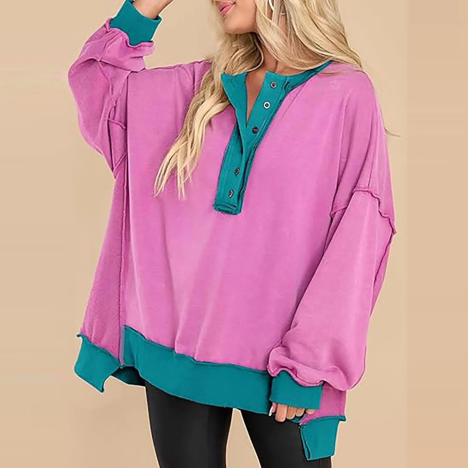 Hoodies for Women 2024 Fashion Fall Winter V Neck Button Down Long Sleeve Sweatshirt Casual Tops Going Out Clothes