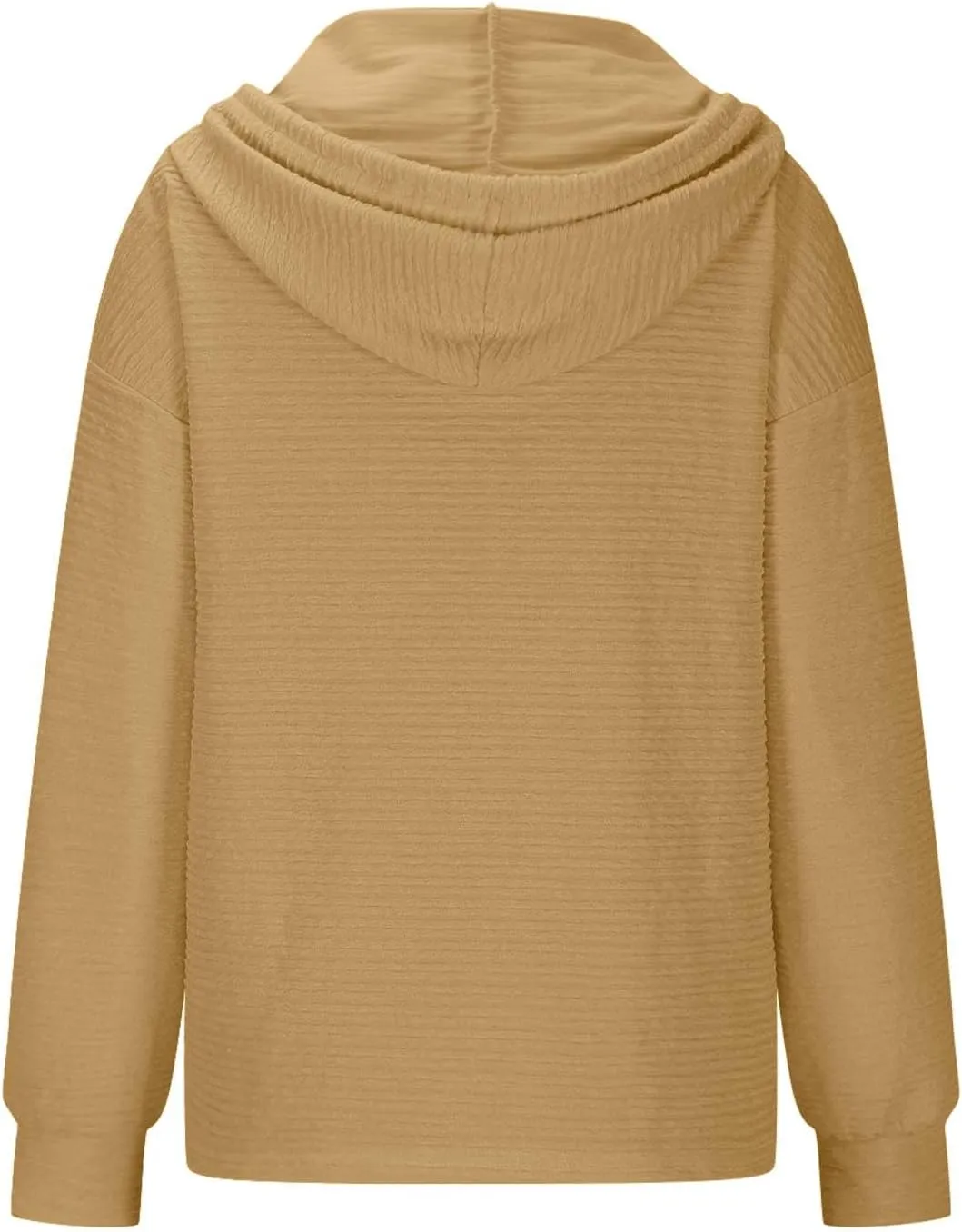 Hoodies for Women Drawstring Button Down V Neck Long Sleeve Casual Pullover Sweatshirt Hooded Spring Fall Tops 2024