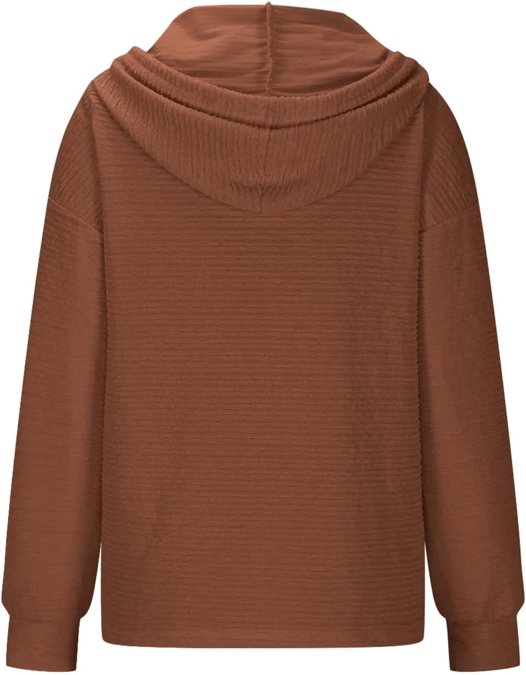 Hoodies for Women Drawstring Button Down V Neck Long Sleeve Casual Pullover Sweatshirt Hooded Spring Fall Tops 2024