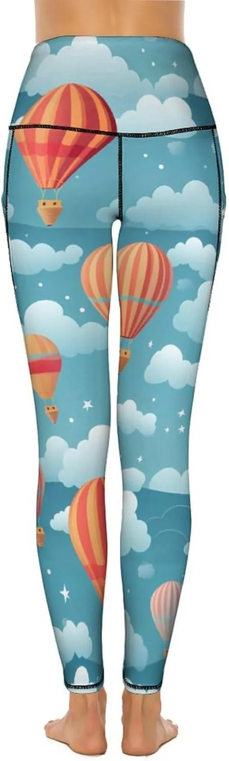 Hot Air Balloon Women's Yoga Pants Leggings with Pockets High Waist Compression Workout Pants