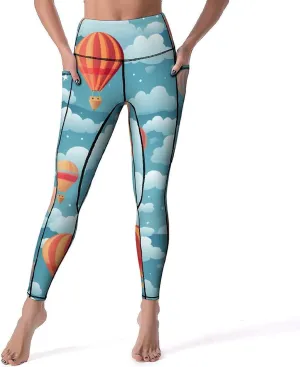 Hot Air Balloon Women's Yoga Pants Leggings with Pockets High Waist Compression Workout Pants