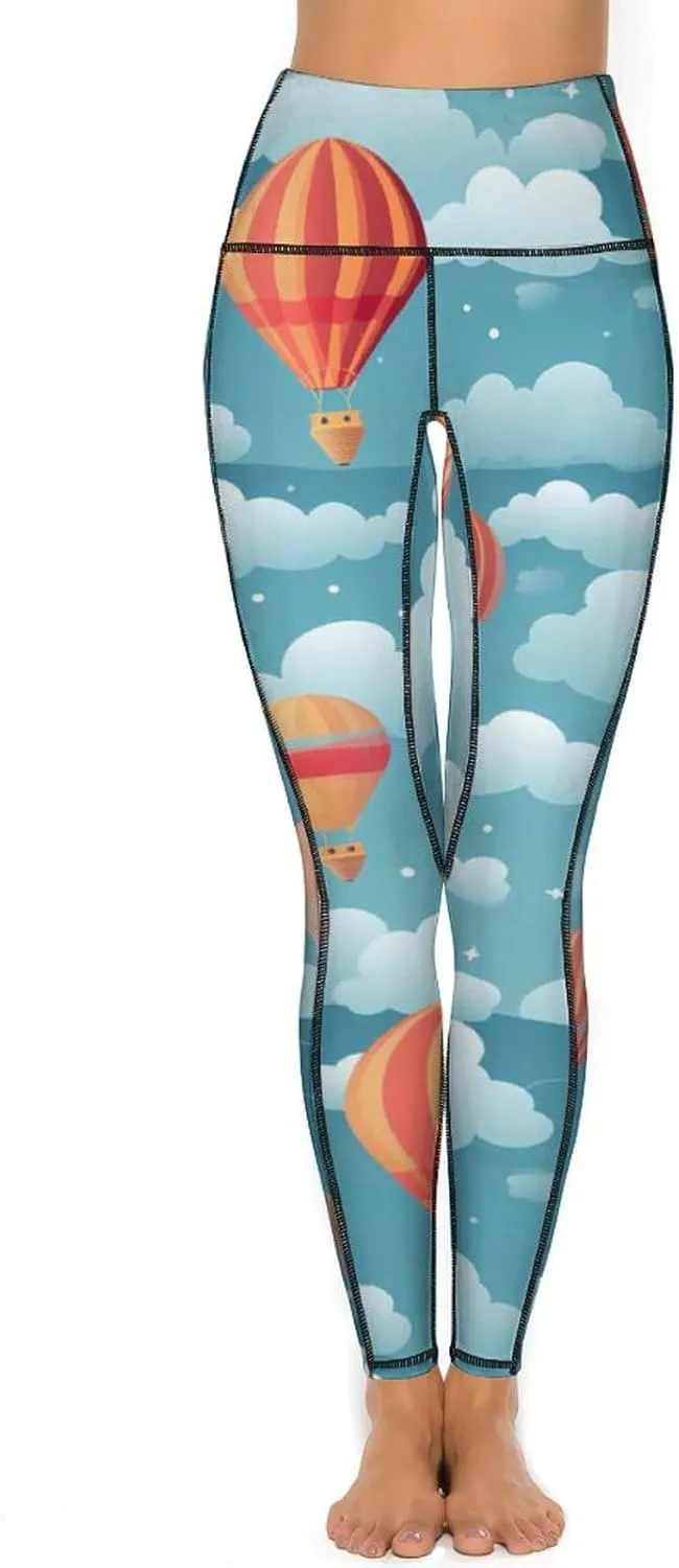 Hot Air Balloon Women's Yoga Pants Leggings with Pockets High Waist Compression Workout Pants