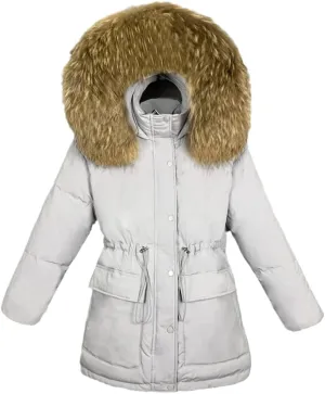 Huge Collar Hooded Short Female Winter Feather Down Coat Women 90% Duck Down Jacket Winter Puffer Parka