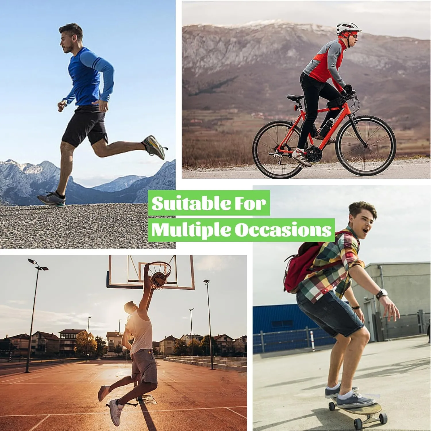 HYCLES Mens Ankle Socks Short Low Cut Socks Athletic Running Socks Breathable Mesh 6 Pairs with Anti-slip Strip