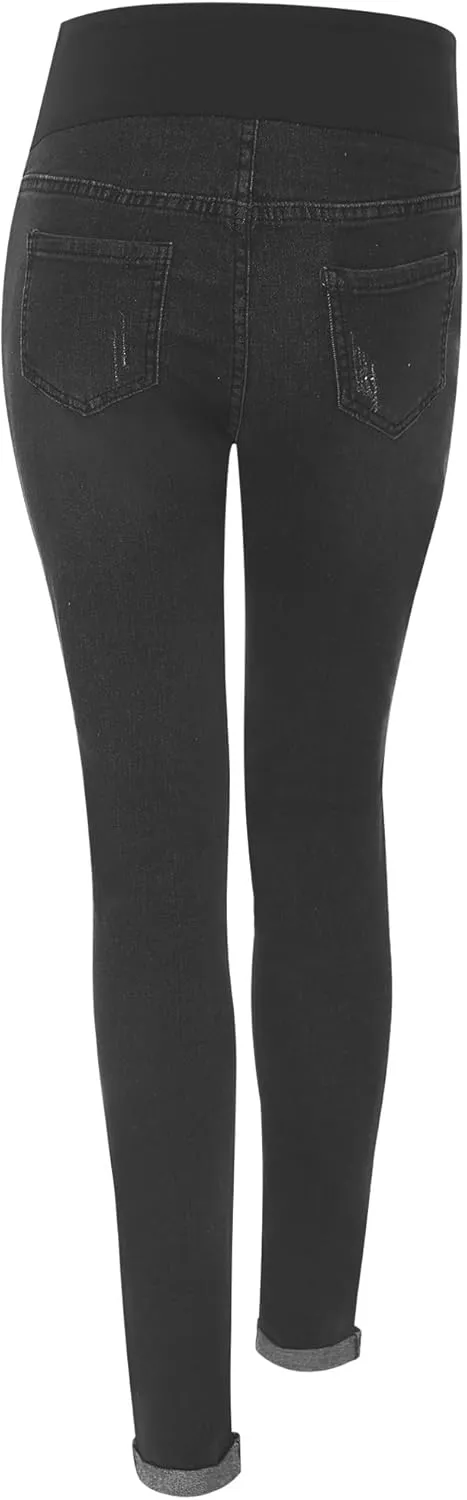iiniim Women's Maternity Jeans High Waist Skinny Stretch Pregnancy Denim Pants Trousers with Pocket