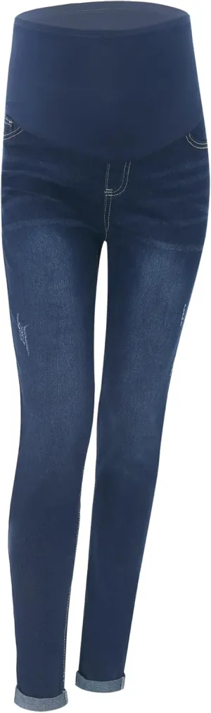 iiniim Women's Maternity Jeans High Waist Skinny Stretch Pregnancy Denim Pants Trousers with Pocket