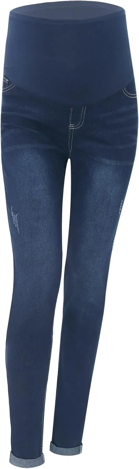 iiniim Women's Maternity Jeans High Waist Skinny Stretch Pregnancy Denim Pants Trousers with Pocket