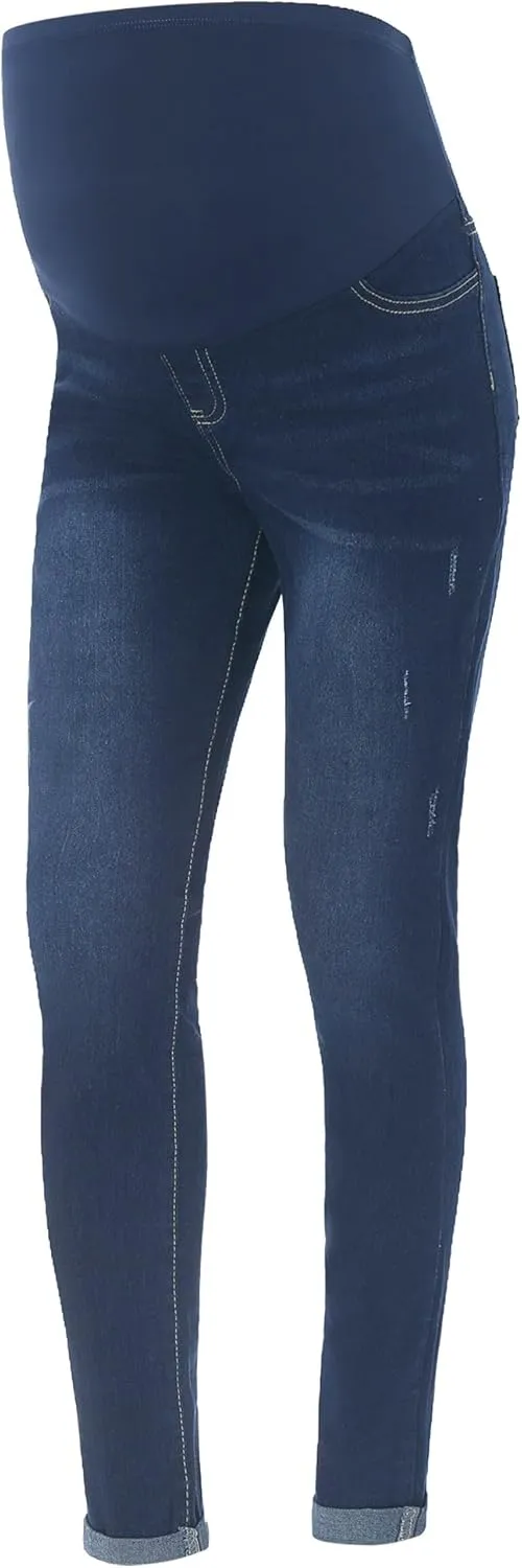 iiniim Women's Maternity Jeans High Waist Skinny Stretch Pregnancy Denim Pants Trousers with Pocket