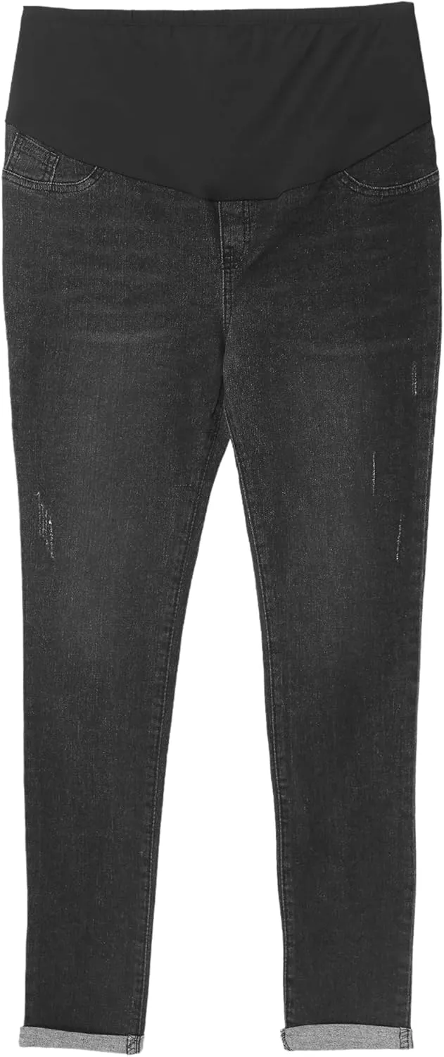 iiniim Women's Maternity Jeans High Waist Skinny Stretch Pregnancy Denim Pants Trousers with Pocket