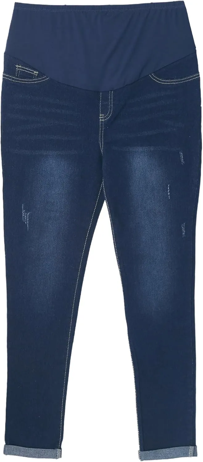 iiniim Women's Maternity Jeans High Waist Skinny Stretch Pregnancy Denim Pants Trousers with Pocket