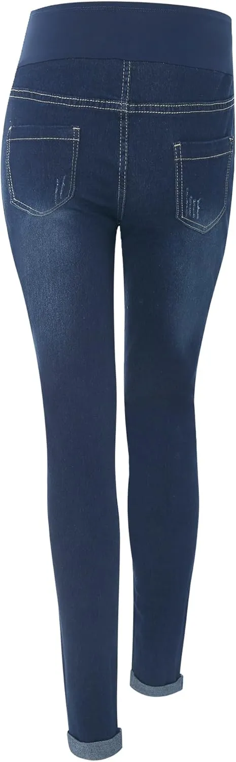 iiniim Women's Maternity Jeans High Waist Skinny Stretch Pregnancy Denim Pants Trousers with Pocket