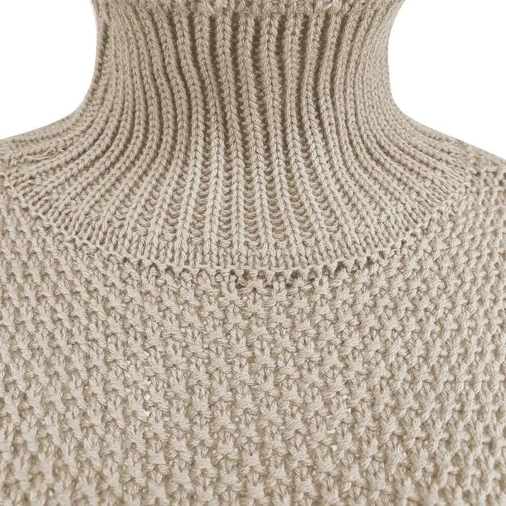 iLH Womens Turtleneck Oversize Sweaters Chunky Knit Solid Color Thermal Sweaters For Women Fall Winter Loose Fit Sweaters