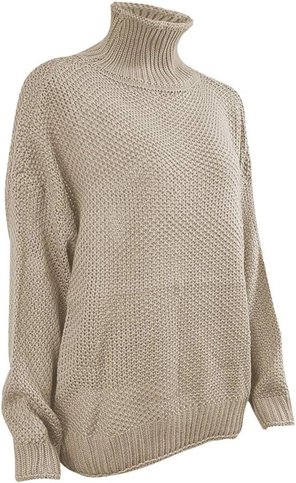 iLH Womens Turtleneck Oversize Sweaters Chunky Knit Solid Color Thermal Sweaters For Women Fall Winter Loose Fit Sweaters