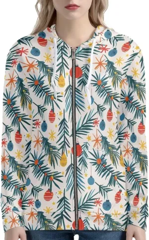 Irisjudy Christmas Snowflake Hoodies for Women Sunset Palm Trees Zip Up Sweatshirts Hooded Chinese Loong Fall Pullover Hoodie