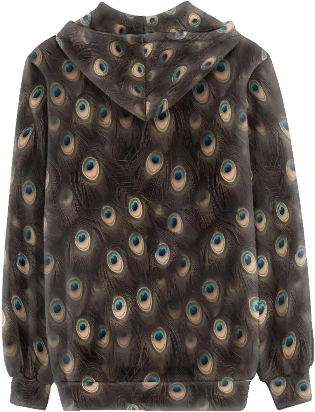 Irisjudy Retro Camellia Zip Long Sleeve Hoodies with Pocket Neon Lines Oversized Hooded Turquoise Spiral Casual Sweatshirts