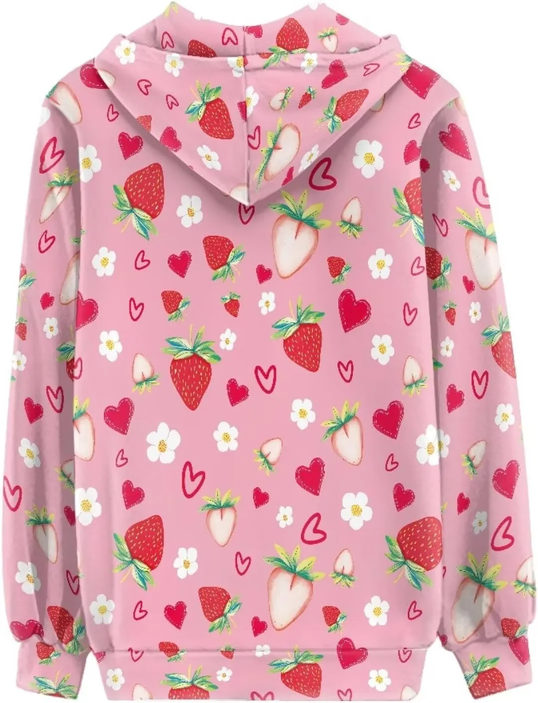 Irisjudy Women's Drawstring Zip up Pocket Hoodies, Vintage Flower Full-Zip Soft Jacket, Cute Spring Fall Pullover Coat XS-5XL